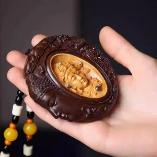 沉香木一念之间手把件木雕汽车后视镜挂件吊坠雕刻挂饰品手玩把件