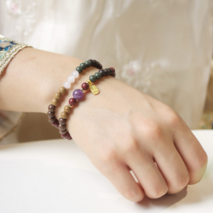 中草药天然双圈手串古法原创五行合香珠助眠稳定情绪解压手链