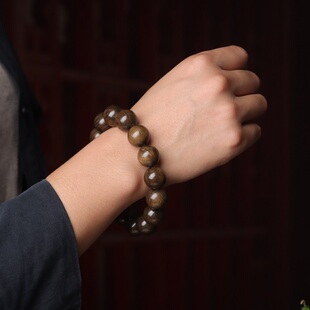 老料金丝楠木手串阴沉木文玩佛珠小叶桢楠水波纹手串男女汽车挂件