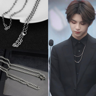 黄明昊Justin同款长项链男潮流个性混搭原宿项链女双层百搭毛衣链