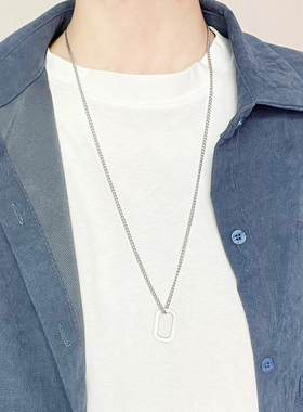 王一博同款几何男士钛钢长项链