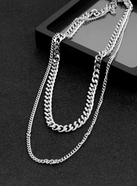 双层钛钢锁骨链男女同款