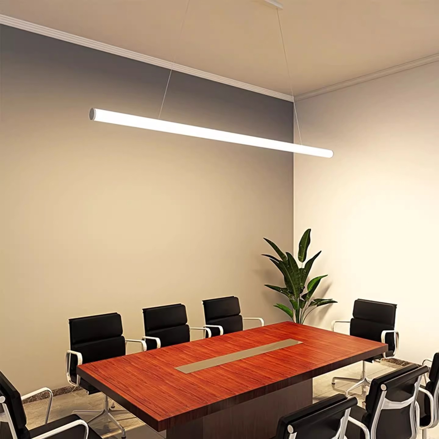 led长条吊灯个性创意吊线圆形现代风格灯管餐厅吧台简约办公室灯