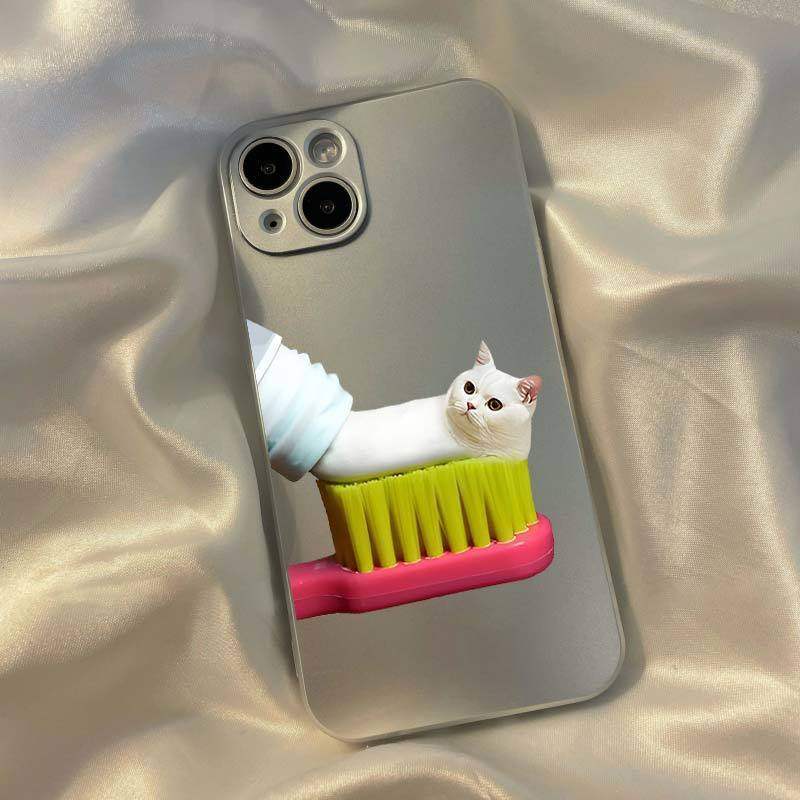 牙膏猫咪苹果16适用iphone14promax手机壳苹果15卡通xsmax电镀银,个性定制/设计服务/DIY,手机壳/保护套定制,淘宝优惠券,粉丝福利购,淘宝优惠卷