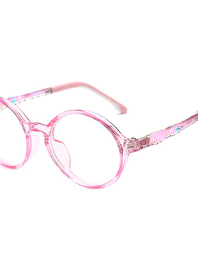 18219儿童防蓝光眼镜TR90眼镜框防辐射平光镜圆框儿童镜轻奢风