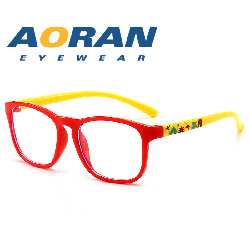 新款儿童时尚防蓝光平光眼镜炫彩色全框眼镜架小孩装饰方框平光镜