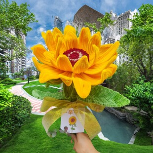 一举夺魁超大向日葵成品加密扭扭棒毛根条花束diy手工教师节礼物