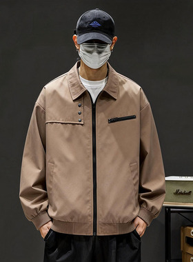 26819潮牌春秋季新款翻领重磅工装夹克男女痞帅美式港风宽松机车