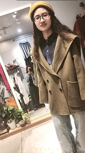 2025春季新款韩版宽松显瘦百搭海军领双面呢大衣女中长款外套