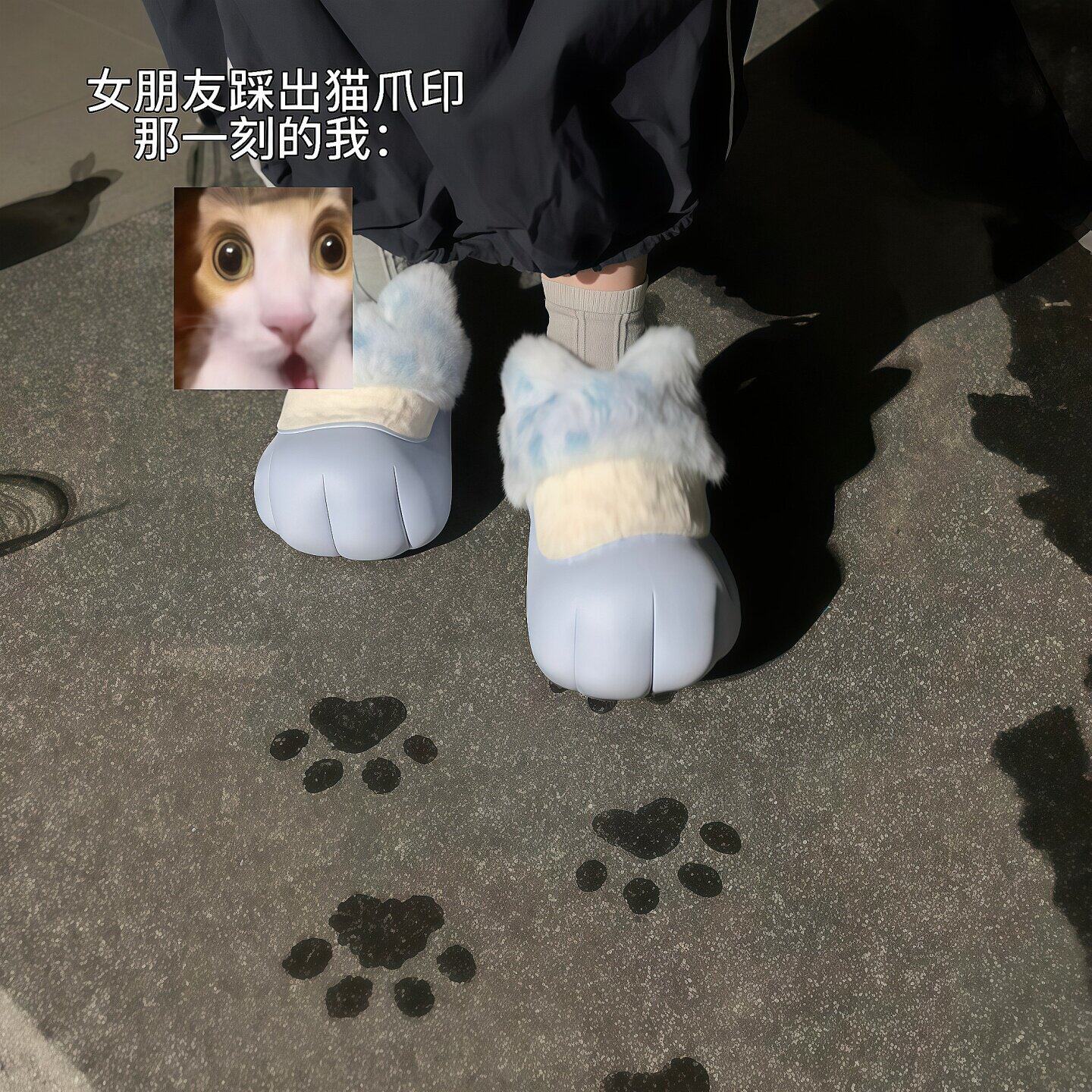 可爱猫爪棉拖鞋女款家居室