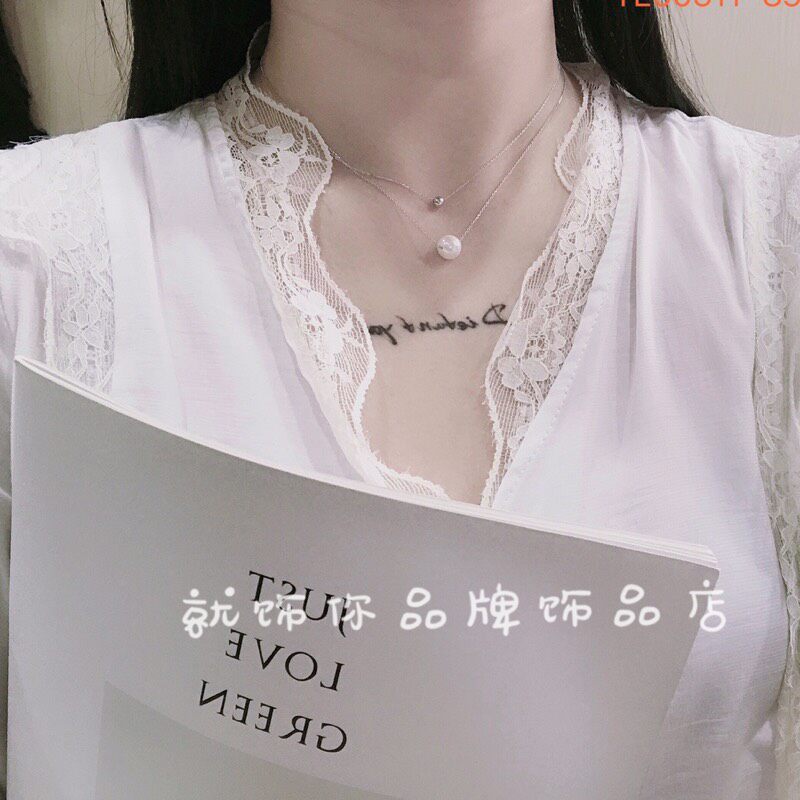 古丽925纯银珍珠项链女简约双链2026新款潮双层锁骨链ins冷淡风图片