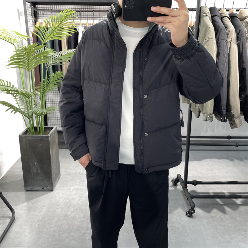 冬季新款拼色立领羽绒服男韩版简约休闲白鸭绒保暖外套羽绒衣夹克