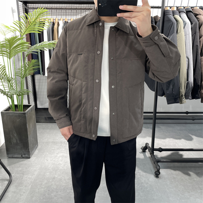 翻领皮羽绒服男90白鸭绒保暖外套