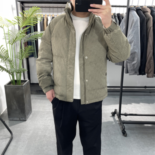 冬季新款暗花纹立领羽绒服男90白鸭绒保暖外套免洗型羽绒衣夹克潮