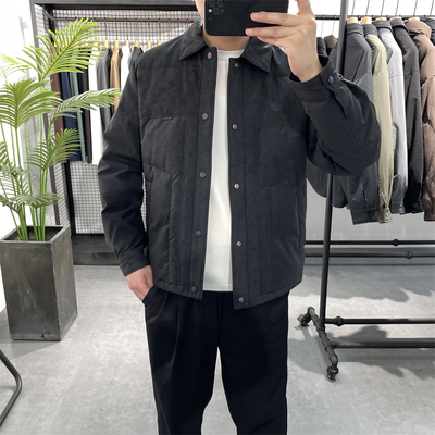 翻领皮羽绒服男90绒加厚保暖外套