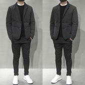 新款 羽绒西服男韩版 休闲西装 冬季 领羽绒服男简约百搭男士 羽绒外套