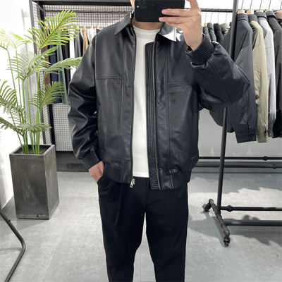 翻领皮衣羽绒服男白鸭绒保暖外套