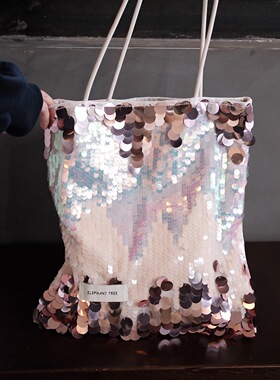 小众时髦气质渐变亮片时尚单肩包大容量包包春夏通勤帆布包