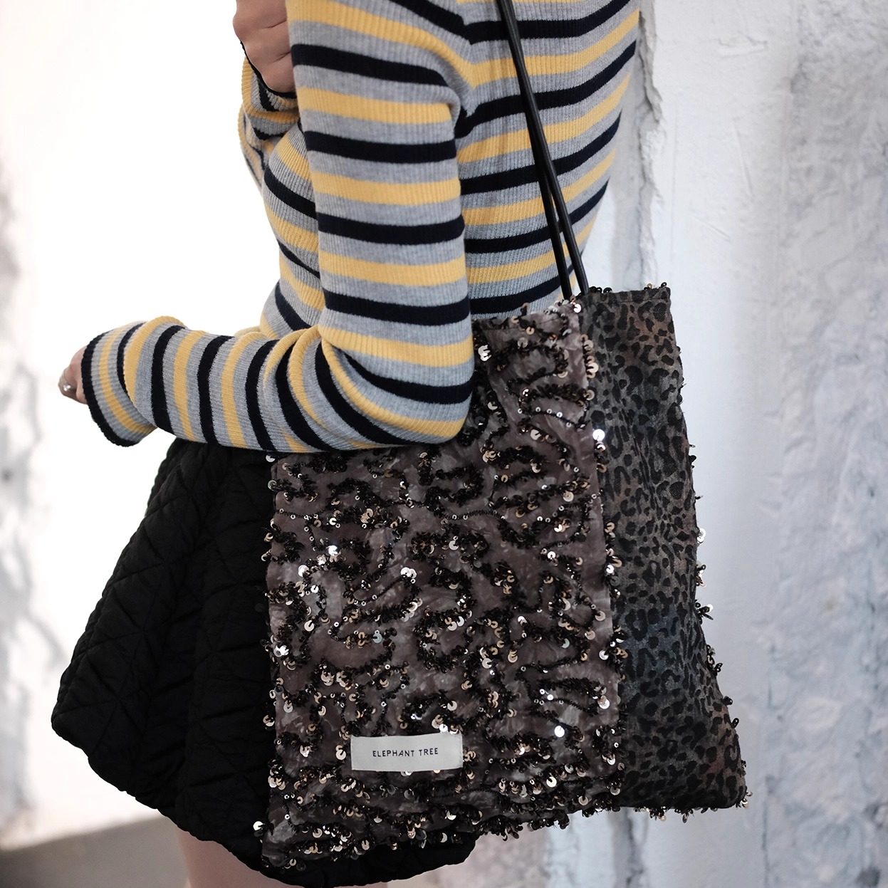 小众气质时髦卡其亮片豹纹百搭单肩包帆布包大容量小众包包礼物