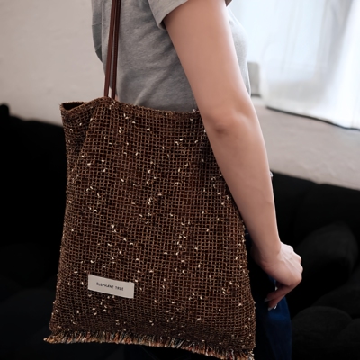 美拉德棕咖啡色帆布大容量单肩包