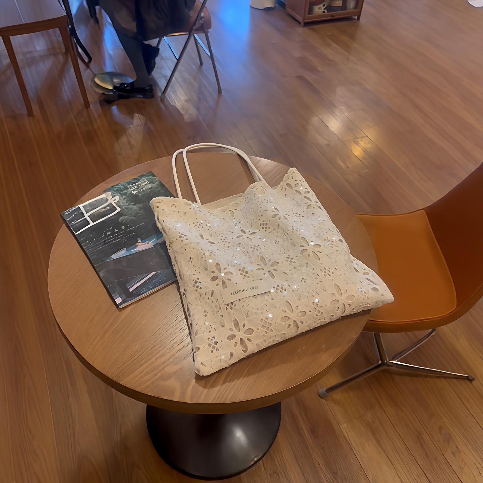 亮片白色蕾丝单肩包托特包大容量小众设计通勤女2026春夏帆布包