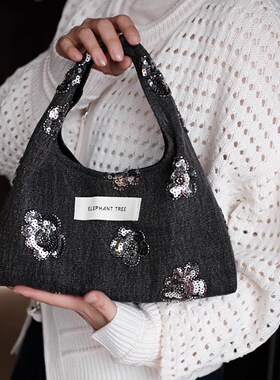 牛仔hobo时尚女生水桶包帆布包小众包包通勤上班杂物手提包小拎包