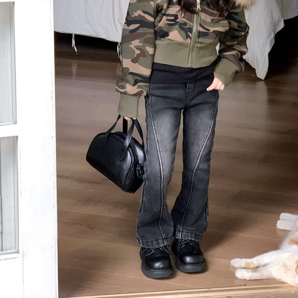 女童复古洋气牛仔裤2025冬款