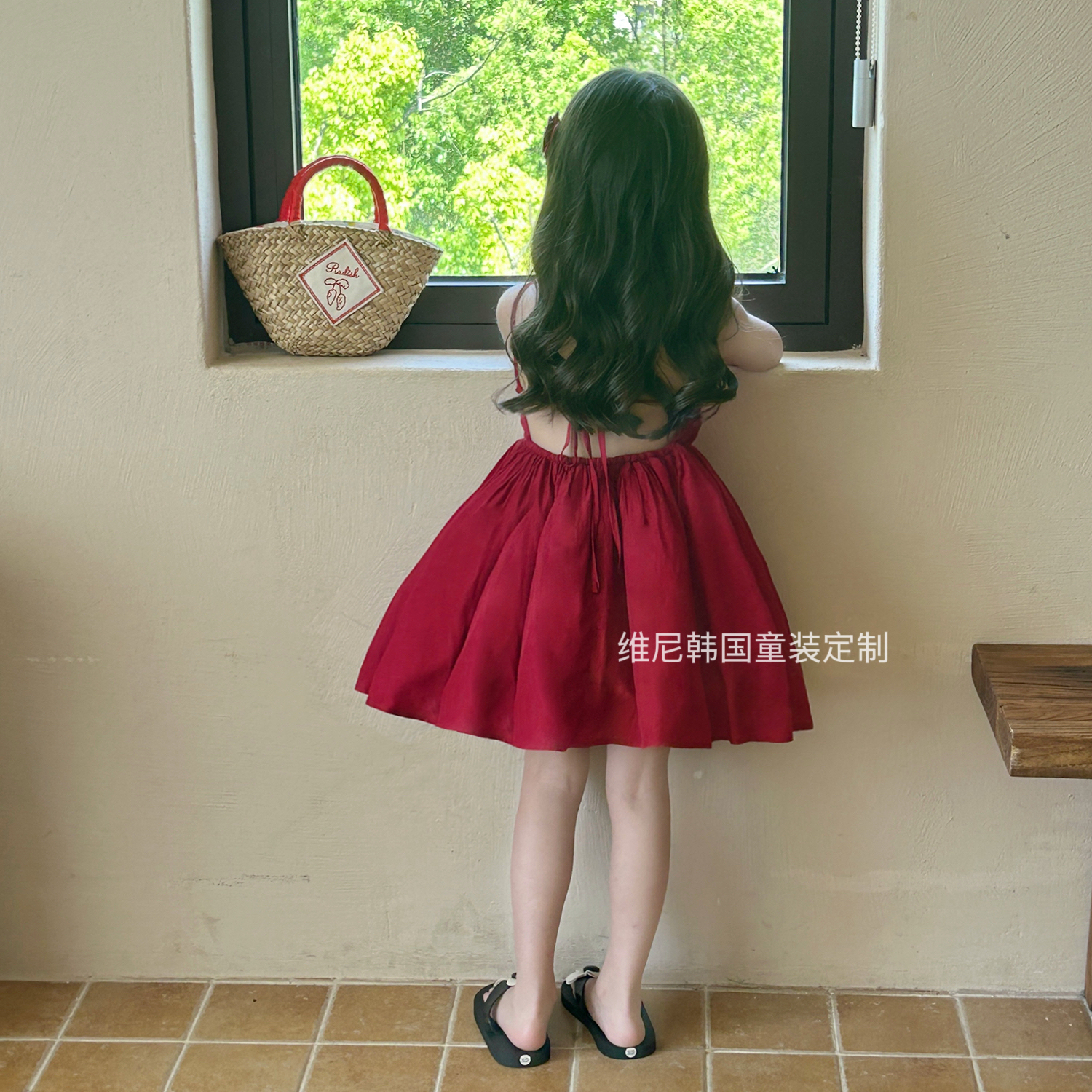 女童高级感露背度假风吊带连衣裙