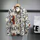 retro shirt printed autumn Japanese sleeved spring long men