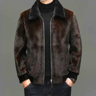 Leather jacket men's winter thick jacket man mink fur jacket