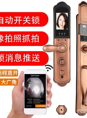 全自动带遥控器WIFI可视猫眼别墅门锁铜门 智能指纹锁双开单开