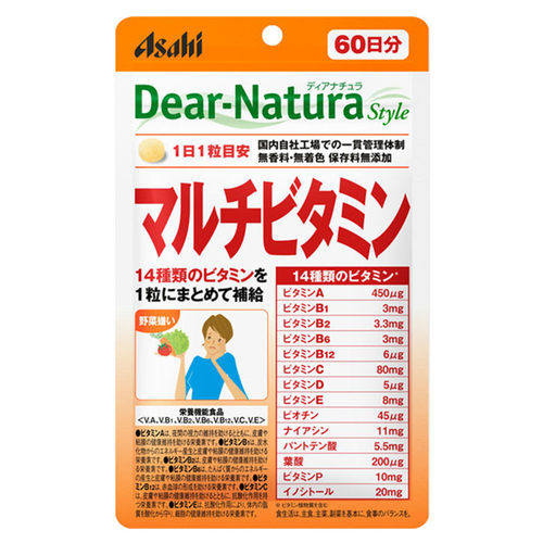 日本代购朝日Asahi复合维生素片60粒Dear Natura野猪醇尼亚辛泛酸