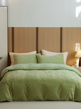 2025年秋冬新款高奢定制款7D雕花绒四件套被套床单牛奶绒床笠套件