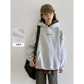 新款 青少年2025冬装 简约休闲加绒连帽上衣 温暖软糯 女大童卫衣