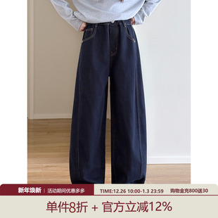 复古宽松弯刀老爹裤 女大童牛仔裤 新款 青少年2025秋装 穿搭神器