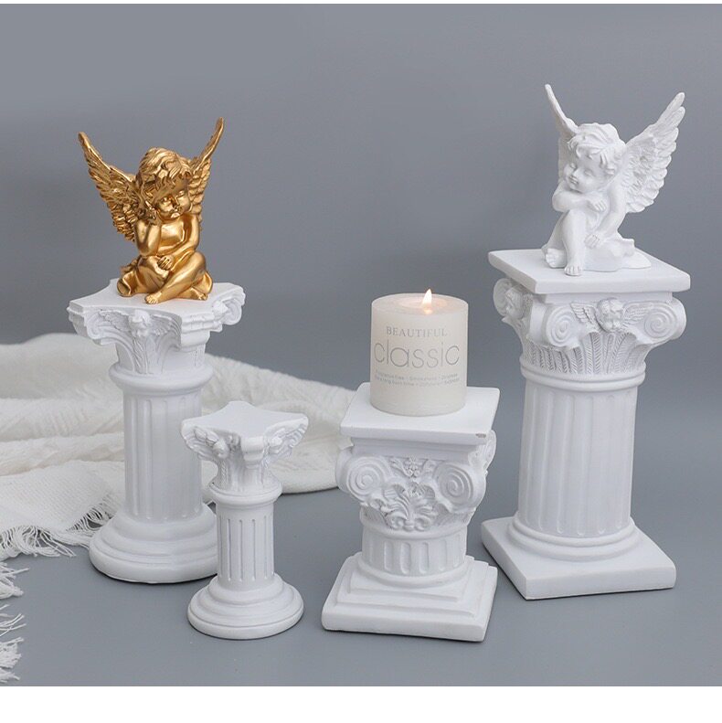 북유럽 로마 기둥 장식 캔들 홀더 귀여운 작은 천사 데스크탑 장식 귀여운 웨딩 장식 유럽 사진 소품