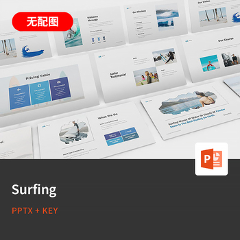 【PPT-323】Surfing欧美户外运动冲浪教学培训策划方案PPT模板