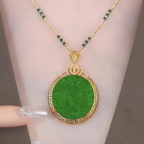 奥特莱斯一线品牌撤柜清仓折扣新款玛瑙圆牌吊坠项链女和田玉颈链