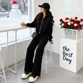 洋气宽松开衫 春秋时尚 连帽卫衣两件套显瘦 女2026新款 休闲运动套装