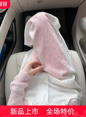 韩系白色直筒牛仔长裤女款夏季2025新款高腰渐变重工烫钻牛仔裤子