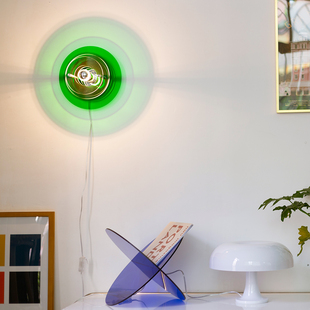 卧室客厅亚克力餐厅民宿 彩色飞碟UFO中古壁灯 太空时代spece age