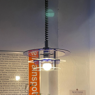 亚克力吧台包豪斯 彩色飞碟UFO中古弹簧吊灯 太空时代spece age