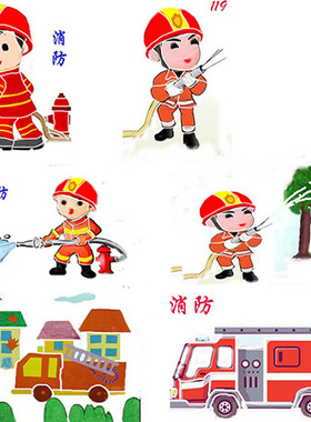 布贴画半成品安全消防消防车定制