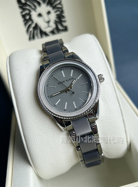 现货美国代购anne klein安妮克莱恩 银灰色树脂表带女士手表学生