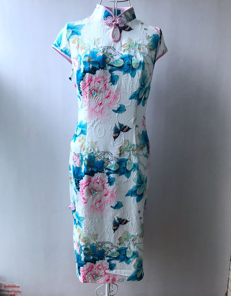 专柜品牌加肥淑女风牡丹花旗袍