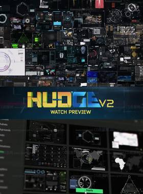 HUDGE 1850+HUD高科技UI用户界面元素动画发生器AE脚本预设包