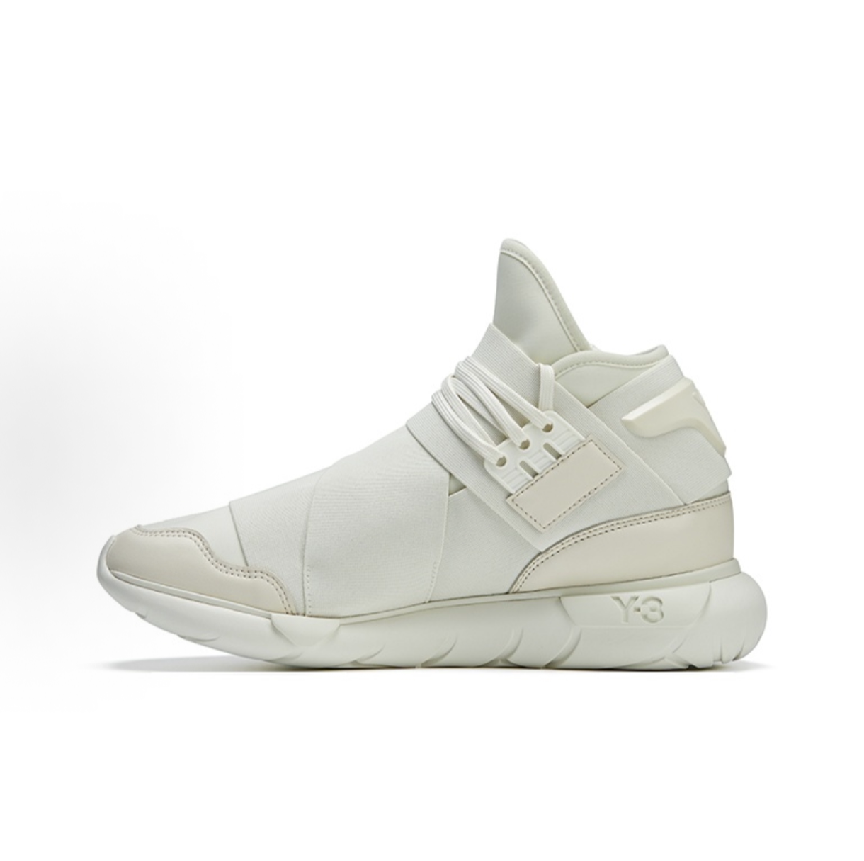 Y-3 Qasa 织物皮革 绑带 减震 高帮  男女同款 米白色ID2927