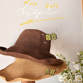 吴零零 编织可折叠防晒渔夫帽遮阳帽子 夏季