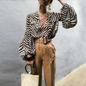 IMI澳洲很仙小众设计感雪纺Ins风斑马纹印花宽松显瘦百搭长袖 衬衫