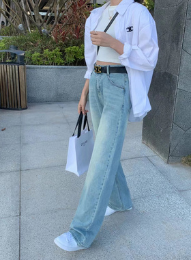 捡漏！加大加肥！胖m200斤显瘦直筒裤高腰拖地裤弹力牛仔裤71336